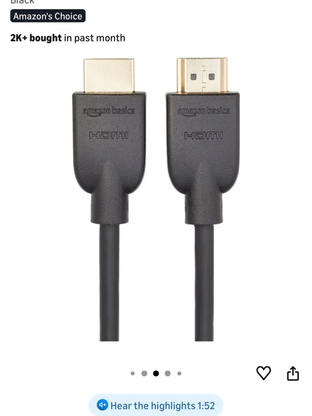 AMAZON BASICS | High-Speed HDMI 2.0 Cable- Black, 10 ft